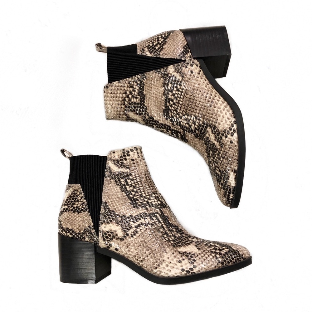 Nine West Wutchu Chelsea Python Ankle Boots Women's Size 6
